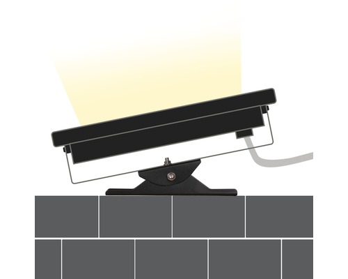 Projecteur d''extérieur LED noir avec câble sur mur