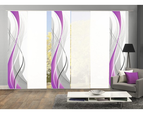 Flächenvorhang Home Fashion Wuxi violett 60x245 cm 6er-Set