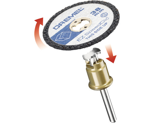 Disque à tronçonner Dremel avec mécanisme EZ SpeedClic et mandrin.