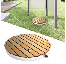 Douche de jardin ronde en bois avec raccord de tuyau