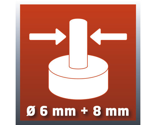 Symbole indiquant qu''il convient aux diamètres de 6 mm plus 8 mm