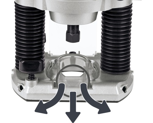 Vue détaillée d''une défonceuse avec dispositif d''aspiration