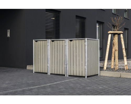 Mülltonnenbox HIDE Holz 210x80,7x115,2 cm grau