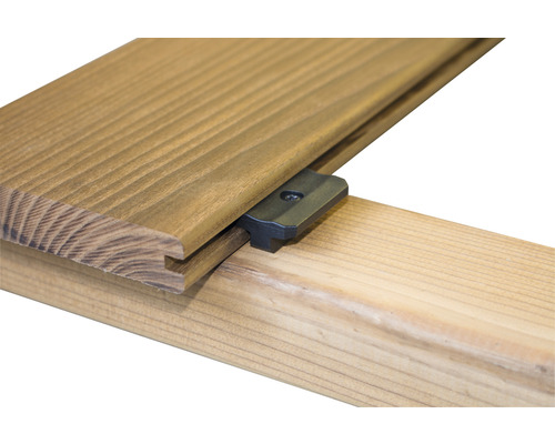 Lame de terrasse en bois avec clip de fixation
