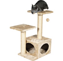 Chat sur un arbre à chat avec des plateformes et une niche
