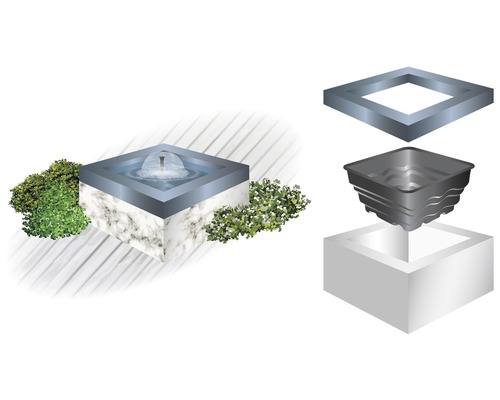 Kit de fontaine de jardin avec jet d''eau et bordure