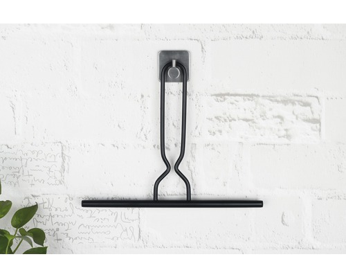 Raclette de salle de bain noire avec support mural