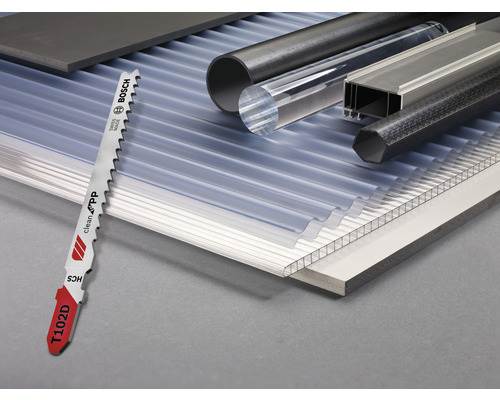 Bosch Stichsägeblatt T102D für saubere Schnitte in Kunststoff und verschiedene Kunststoffplatten und -rohre