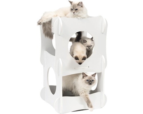 Katzenkratzbaum mit mehreren Ebenen und Katzen