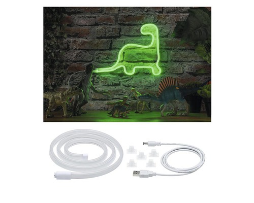 Lampe néon décorative dinosaure avec figurines de dinosaures