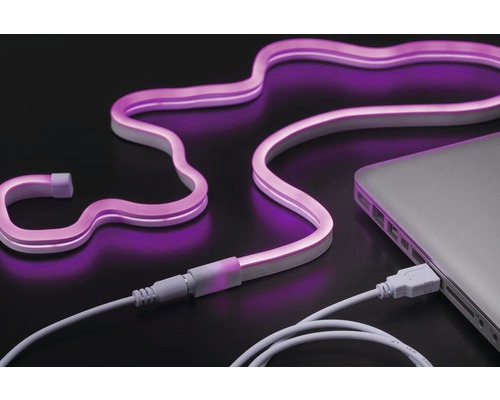 Tube lumineux LED avec connexion USB sur un ordinateur portable