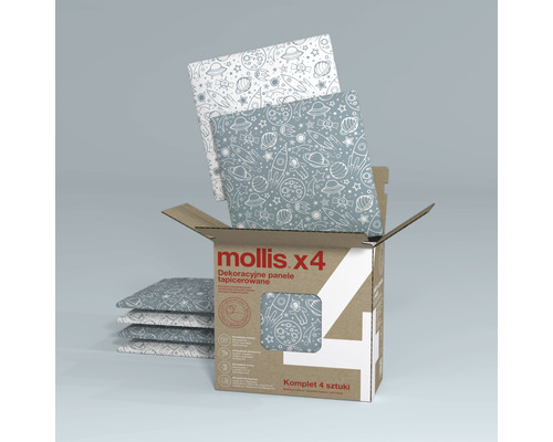 Panneaux décoratifs en tissu avec motifs spatiaux dans une boîte, lot de 4