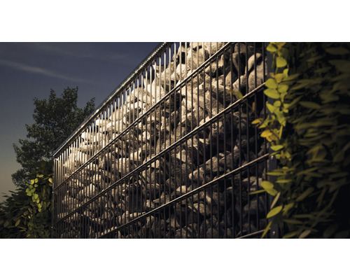 Clôture de gabion avec remplissage en pierre et plantes