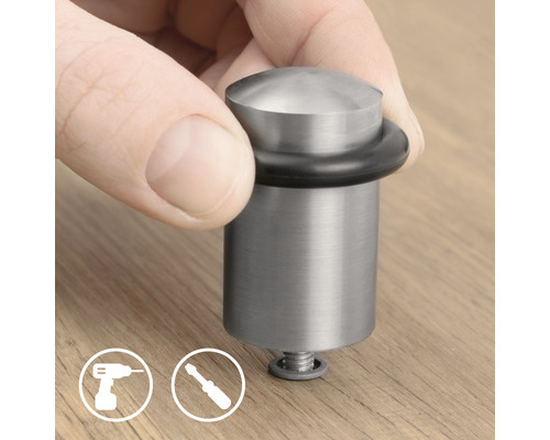 Butée de porte en métal avec anneau en caoutchouc et vis pour le montage