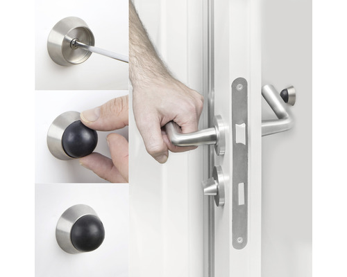 Türbeschläge und Türstopper Montage Nahaufnahme