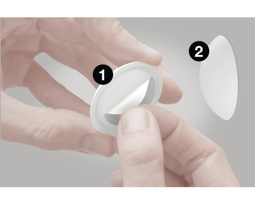 Application d''un tampon adhésif rond pour la fixation