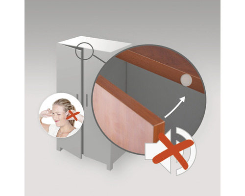 Illustration d''une armoire avec amortisseur de porte pour la réduction du bruit