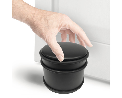 Butoir de porte en caoutchouc noir avec main sur la porte