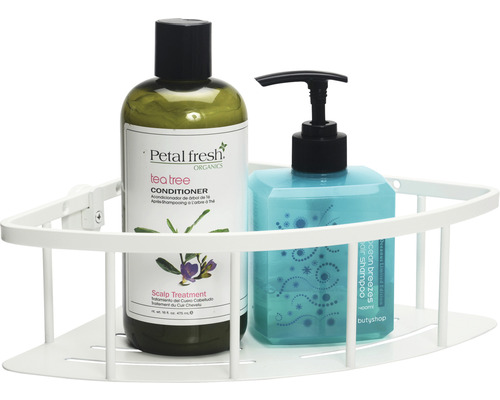 Étagère d''angle avec shampooing et après-shampooing