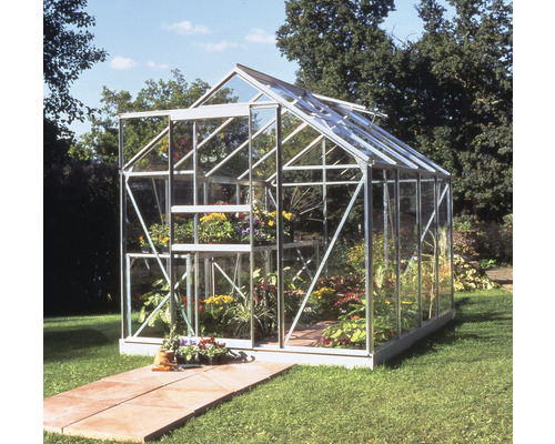 Gewächshaus mit Pflanzen im Garten