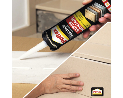 Application de la colle Pattex Super Montage à partir d''une cartouche