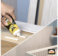 Anwendung von Montagekleber zum Verkleben von Paneelen, Pattex Logo