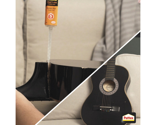 Reparatur einer Gitarre mit Klebstoff