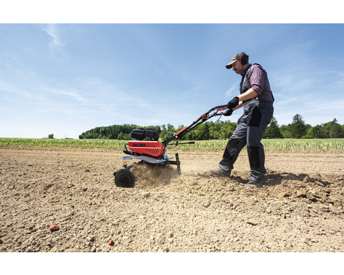 Un homme travaille un champ avec une motobineuse AL-KO
