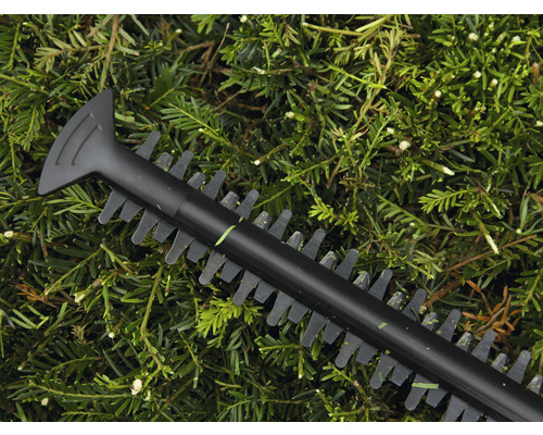 Gros plan sur un taille-haie au-dessus de feuilles vertes