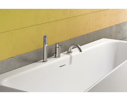 Aufnahme einer Badewanne mit Armatur und Brausegarnitur