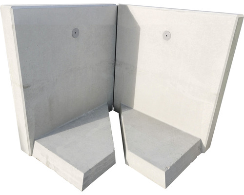 Support d'angle gris en deux parties pour la formation d'angles 80x50x100x12cm béton apparent