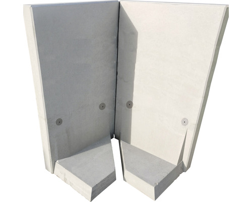 Support d'angle gris en deux parties pour la formation d'angles 205x120x100x12cm béton apparent