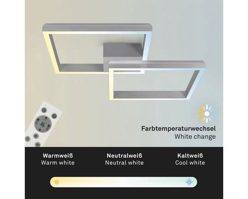 Plafonnier avec deux rectangles et télécommande pour le contrôle de la température de couleur.