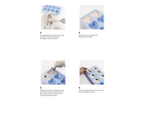 Anleitung zur Herstellung von Herzen in einer Silikonform