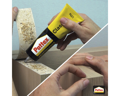 Anwendung von Pattex Kontaktkleber auf Holzwerkstücken