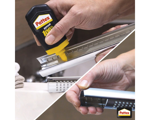 Application de colle Pattex Repair 100 % sur un élément de construction