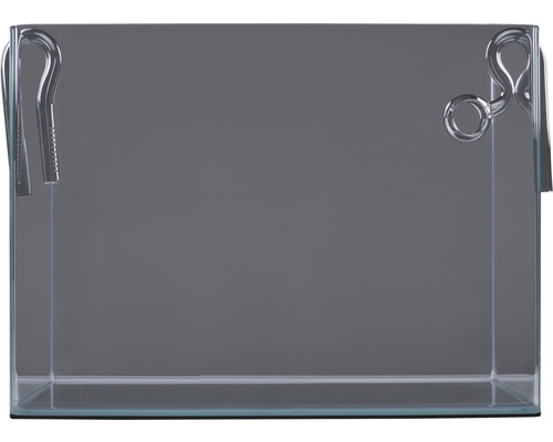 Leeres Glasaquarium mit Halterungen