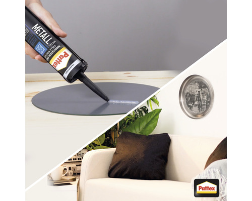 "Application de la colle à métaux Pattex sur une surface métallique 