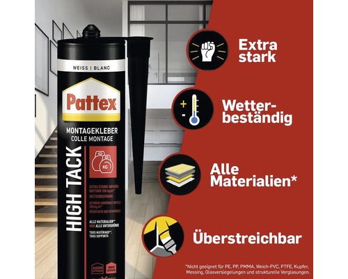 Cartouche de colle de montage Pattex High Tack avec embout
