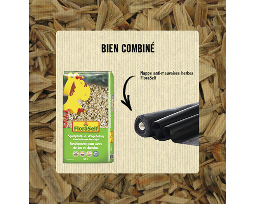 Combinaison de revêtement de sol pour aire de jeux FloraSelf et de toile de paillage