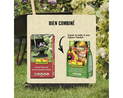 Recommandation : Terreau universel FloraSelf et engrais pour jardin et légumes