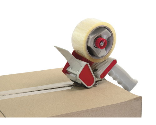 Dérouleur de ruban adhésif d''emballage sur un carton