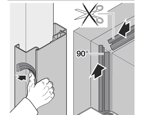 Illustration du montage d''un joint sur une porte