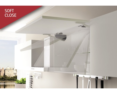 Armoire de cuisine avec fermeture amortie dans une cuisine moderne