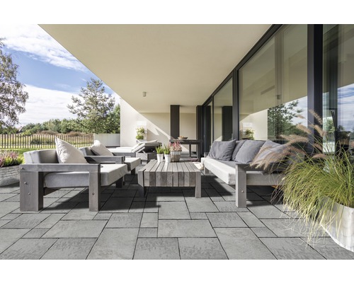 Béton Dalle pour terrasses Richelieu gris set pour pose romaine = 1.26 m² (disponible uniquement par couches)