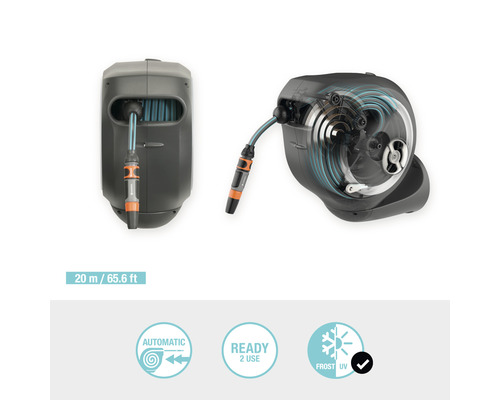 Dévidoir mural Gardena avec tuyau de 20 mètres de long