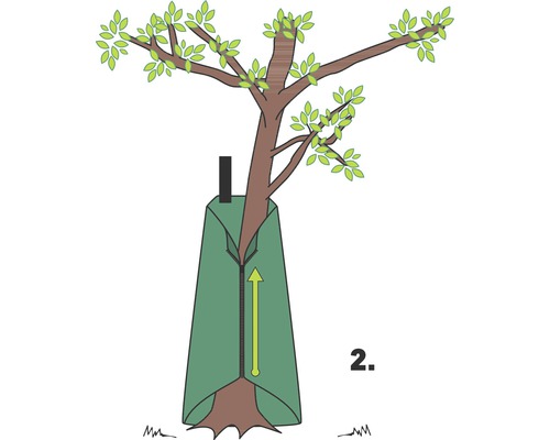 Illustration d''un sac de plantation d''arbre avec fermeture éclair et flèche