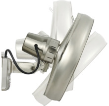 Wandventilator aus Metall mit Schwenkfunktion.