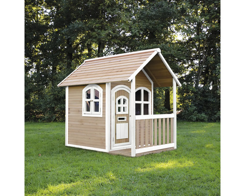 Maison de jeux en bois avec véranda dans le jardin