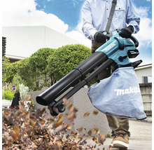 Akku Laubsauger und Laubbläser im Einsatz mit Laubfangsack.